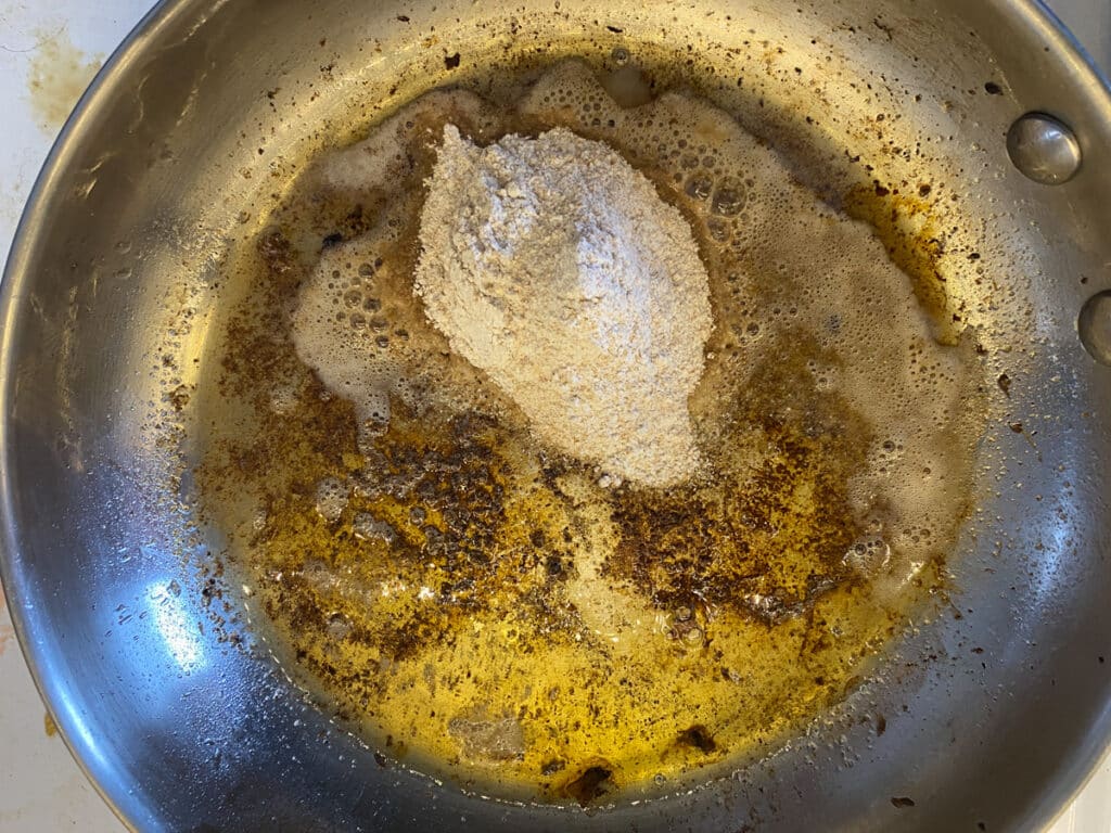 Creating a roux for a wine sauce